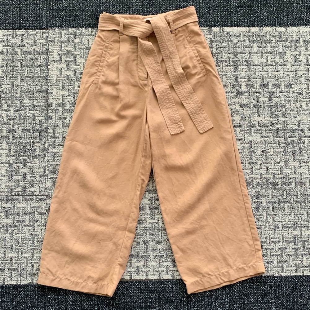 Aritzia wilfred crop linen wide leg pants